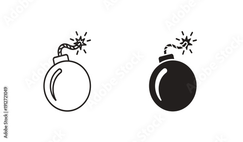 Two bomb icons in black and white with lit fuses and explosions on top