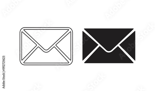 Two envelopes one line and solid black