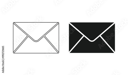 Two envelopes in black and white on a pure for mail and communication design