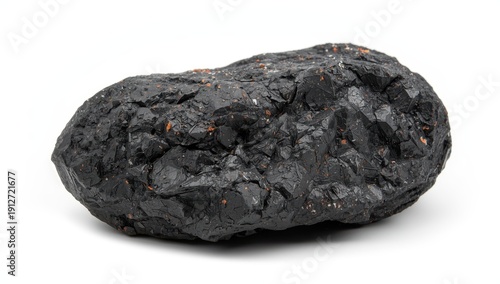 High-quality metallurgical anthracite coal, commonly known as stone or black diamond coal, and natural black hard coal or diamond coal on a white background