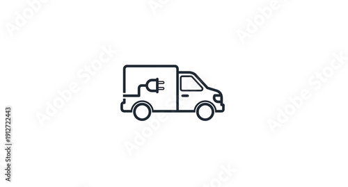 Eco friendly delivery truck line icon. Electric vehicle symbol