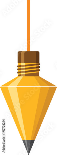 Bright Golden 3 DPencil Sharpener With Orange String And Metal Thread