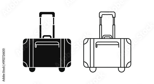 Two suitcases with handles and wheels, travel luggage, vector illustration Vector