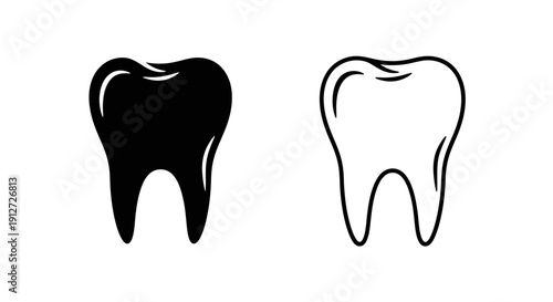 Black and white tooth icon set for dental health and hygiene concepts Vector
