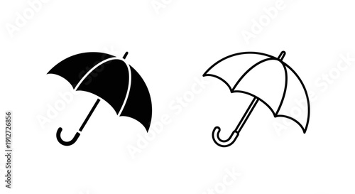 Two black and white umbrellas on a white background Vector