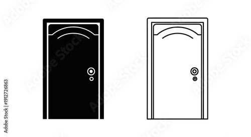 Modern minimalist door designs with handles and locks for interior architecture Vector