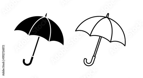 Two black and white umbrellas, minimalist style, simple and elegant design Vector