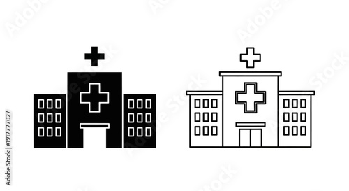 Medical buildings icon set - hospitals and clinics vector illustration Vector
