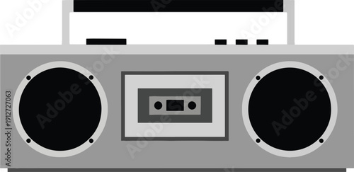 Vintage Boombox Retro Stereo Speaker System Design Illustration