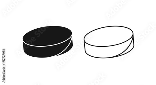 Two simple black and white round plates isolated on white background Vector