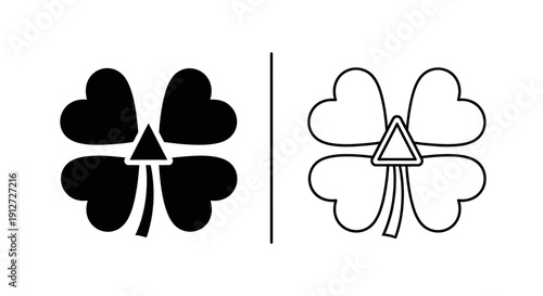 Shamrock designs with triangle center for st patrick's day celebrations Vector