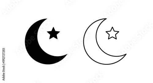 Moon crescent star symbols design elements vector illustration concept Vector