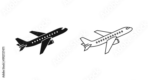 Airplane icon set, modern jet airliner vector illustration, travel symbol design Vector