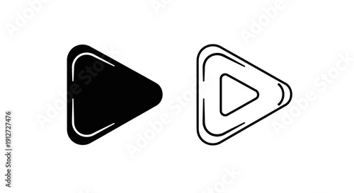 Play button icon design, minimalist play symbol, vector play icon, black and white Vector