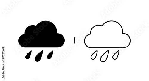 Weather icons rain clouds symbols set illustration Vector