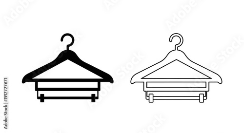 Two clothes hangers with hooks and bars for hanging clothes Vector