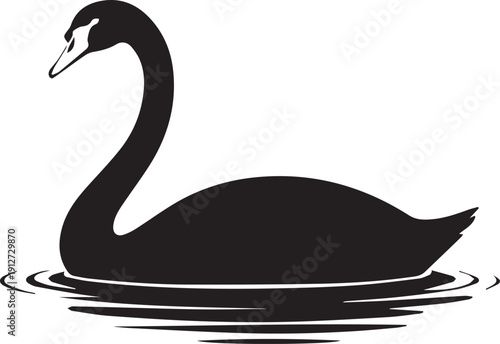 Black silhouette of a swan, isolated on a white background. Clean vector illustration ideal for wildlife, nature, elegance, logos, icons, and minimalist graphic design projects.