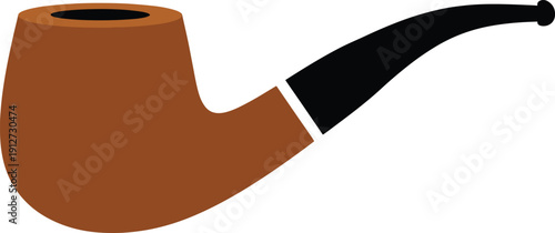 Brown Pipe with Black Band Classic Tobacco Accessory Vector Illustration