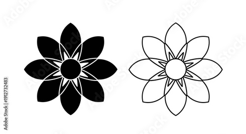 Elegant black and white floral designs with detailed petals for modern decor Vector