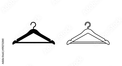 Two black and white wire hangers isolated on white background Vector