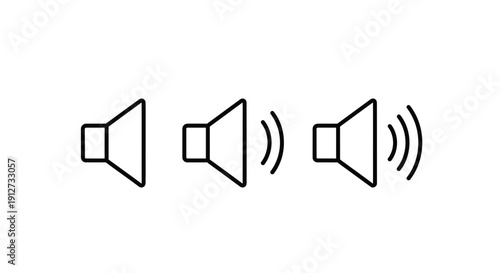 Speaker Volume Icon Set – Sound Level Audio Control Symbols