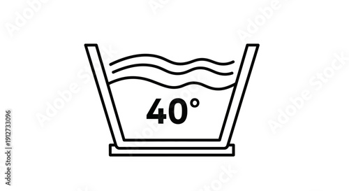 Wash at 40 Degrees Icon – Laundry Temperature Care Symbol