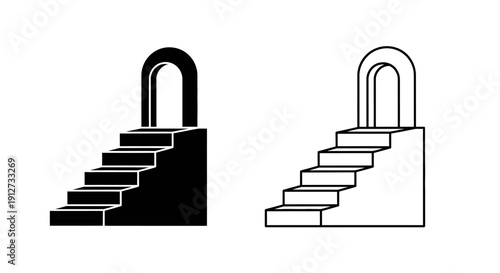 Open and closed door with stairs concept design, vector illustration Vector