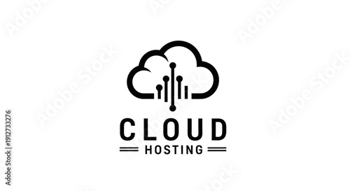 Cloud Hosting Logo Icon – Data Server Network Technology Symbol