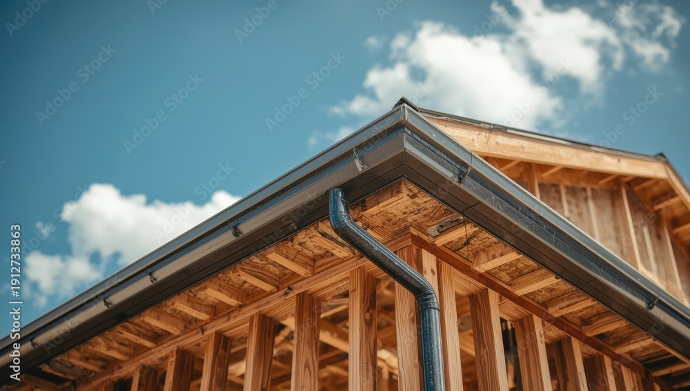 custom made wallpaper toronto digitalIn-progress home construction with joists, plywood, gutter brackets, and soffit fascia