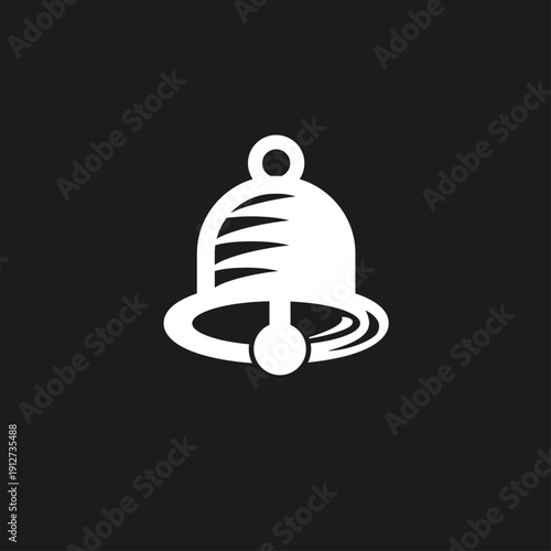 White Modern Bell Logo Icon Design on Black Background for Notification and Alert Symbol