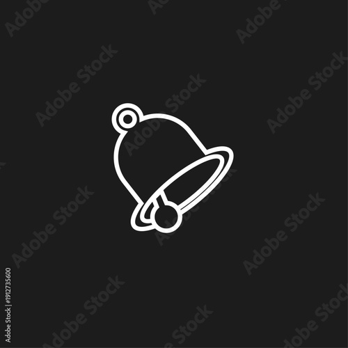 Minimalist White Bell Line Icon on Black Background Symbolizing Notification, Alarm, or Reminder