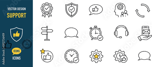 Customer Support Icon Set for Help Desk, Service Quality, Feedback, Communication, Assistance, and Business Support Vector Design