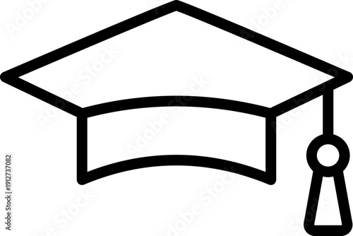 Black graduation hat icon - outline