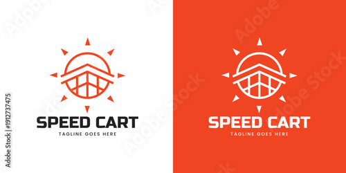 Modern Speed Cart Logo Design with Express Delivery Icon