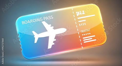 Colorful boarding pass with airplane silhouette for travel and aviation concepts