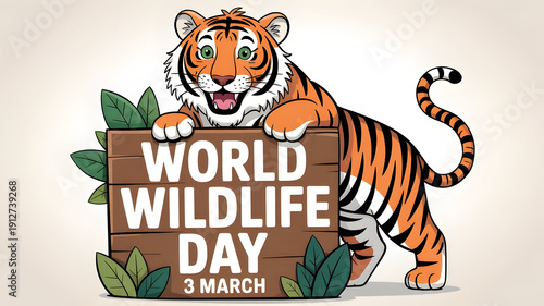World wildlife day illustration featuring a tiger