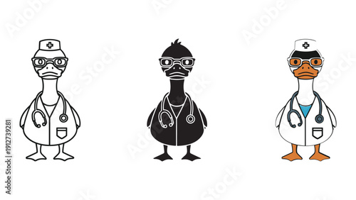 Cartoon doctors ducks illustration