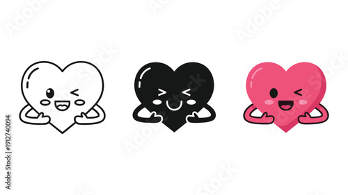 Heart characters in different emotions and styles