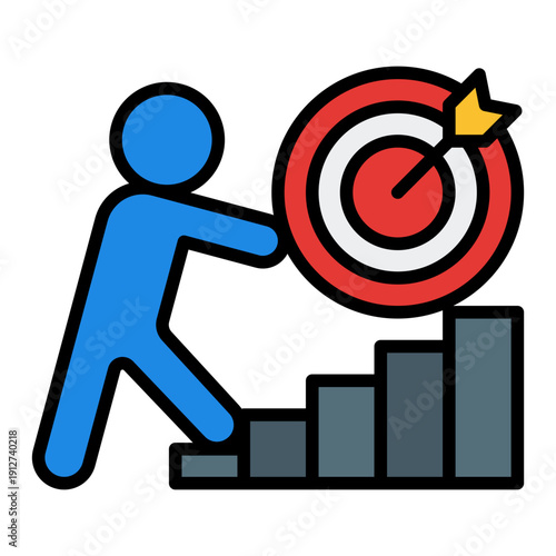 Perseverance Filled Line Icon Vector for Business Ethics and Management, Corporate Governance Leadership and Company Values Symbol