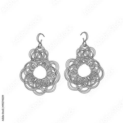 Elegant crochet earrings featuring intricate circular patterns, artistically isolated on a crisp white background for a minimalist and stylish presentation