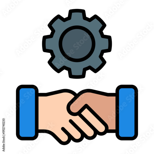 Partnership Filled Line Icon Vector for Business Ethics and Management, Corporate Governance Leadership and Company Values Symbol