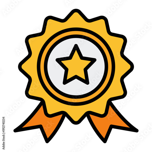 Medal Filled Line Icon Vector for Business Ethics and Management, Corporate Governance Leadership and Company Values Symbol