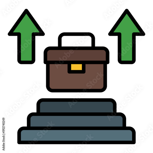 Job Promotion Filled Line Icon Vector for Business Ethics and Management, Corporate Governance Leadership and Company Values Symbol