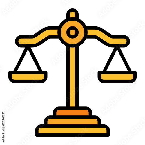 Justice Scale Filled Line Icon Vector for Business Ethics and Management, Corporate Governance Leadership and Company Values Symbol