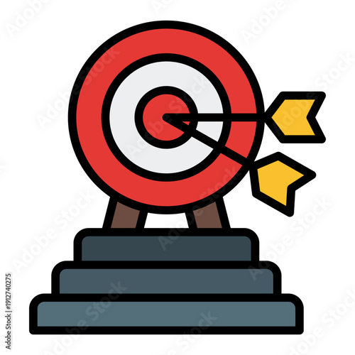 Goal Filled Line Icon Vector for Business Ethics and Management, Corporate Governance Leadership and Company Values Symbol