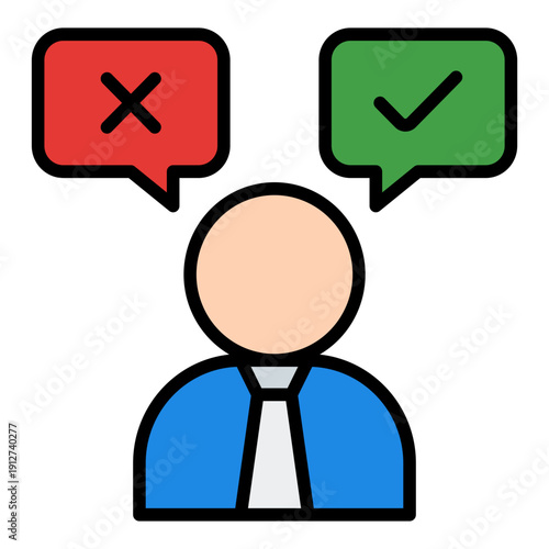 Decision Filled Line Icon Vector for Business Ethics and Management, Corporate Governance Leadership and Company Values Symbol