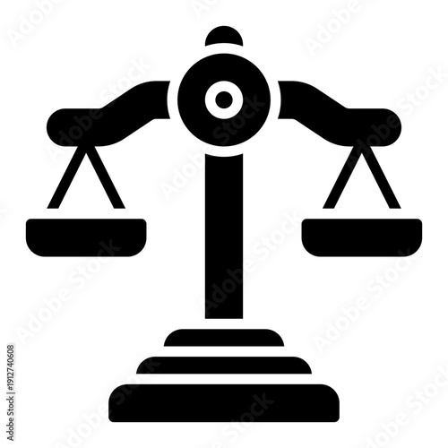 Justice Scale Glyph Icon Vector for Business Ethics and Management, Corporate Governance Leadership and Company Values Symbol
