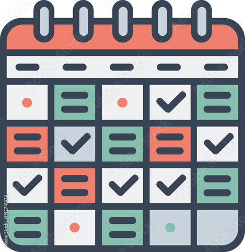 Calendar planner with checkboxes tasks and deadlines for scheduling and time management planning events