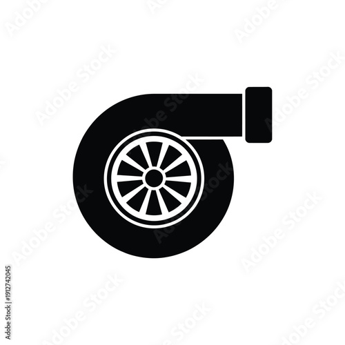 Black silhouette of a turbocharger a key engine performance component