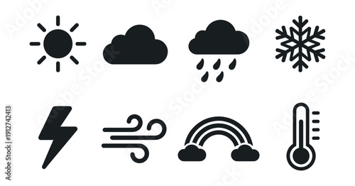 Weather black icons set